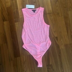 Pink bodysuit with rhinestones